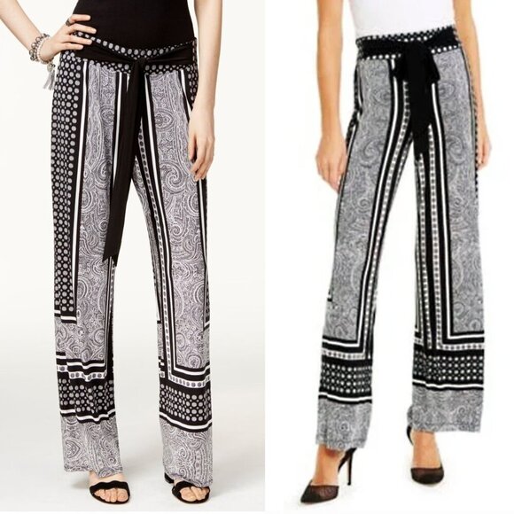 International Concepts Wide-Leg Pants Palazzo Pants BW Carrara Marble S - Picture 1 of 14